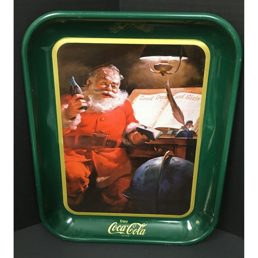 Vintage Coca-Cola Santa Claus Serving Tray Christmas List Good Boys & Girls